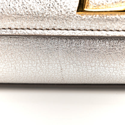 Saint Laurent Textured Metallic Calfskin Classic Monogram Cassandre Clutch Silver 8 of 14