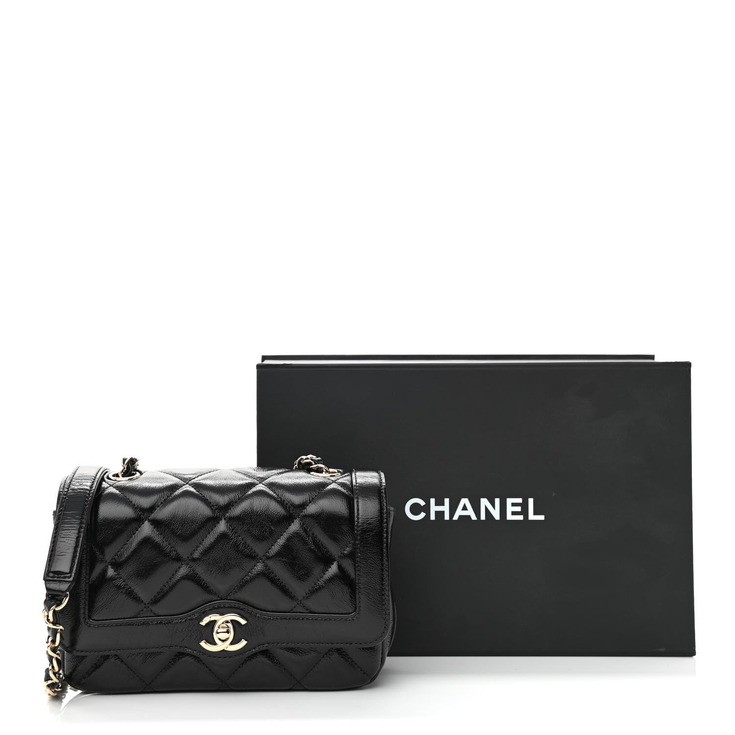 Chanel Crumpled Glazed Lambskin Quilted Mini Flap Black 10 of 10