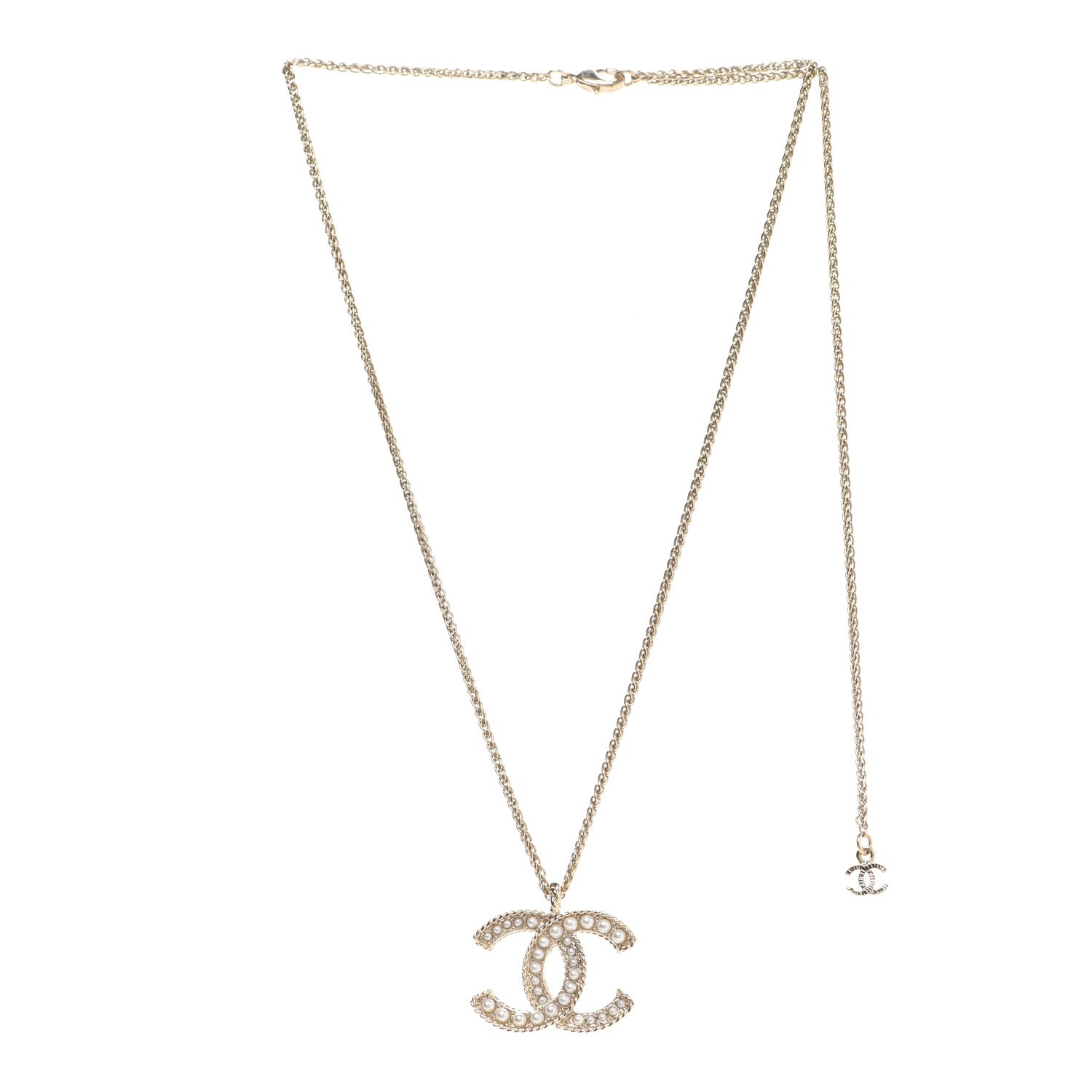 Chanel Pearl CC Pendant Necklace Gold 3 of 6