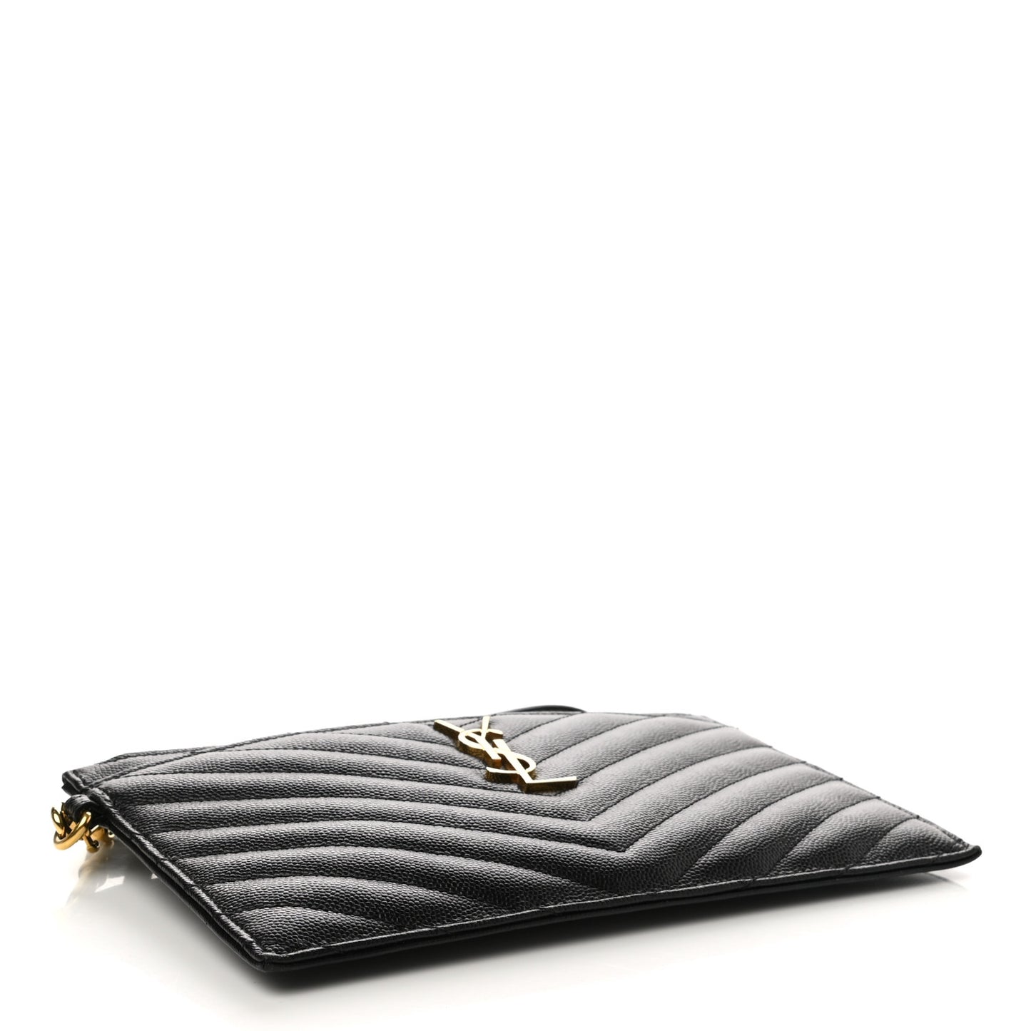 Grain De Poudre Chevron Monogram Large Bill Pouch Black