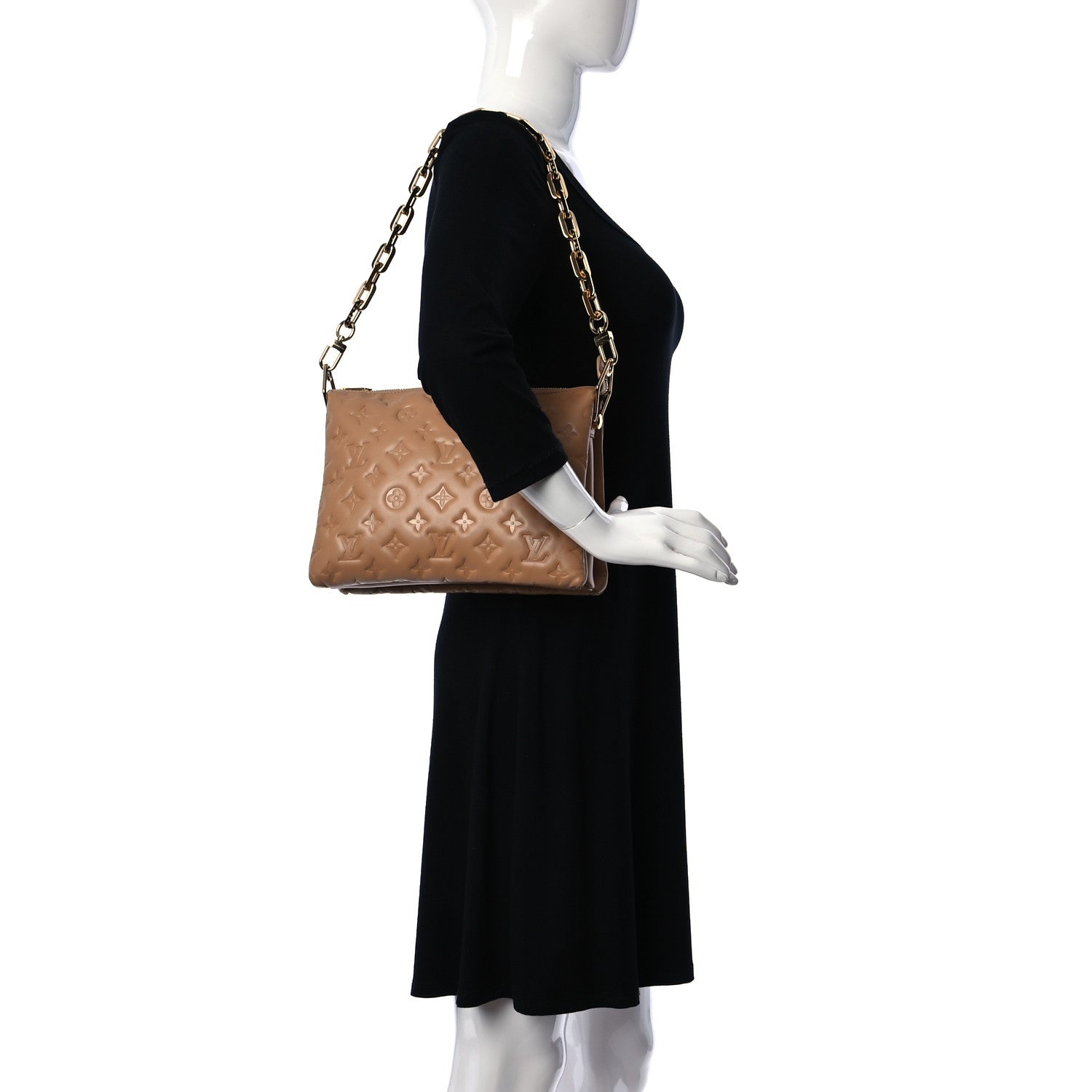 Louis Vuitton Lambskin Embossed Monogram Coussin PM Camel 2 of 11