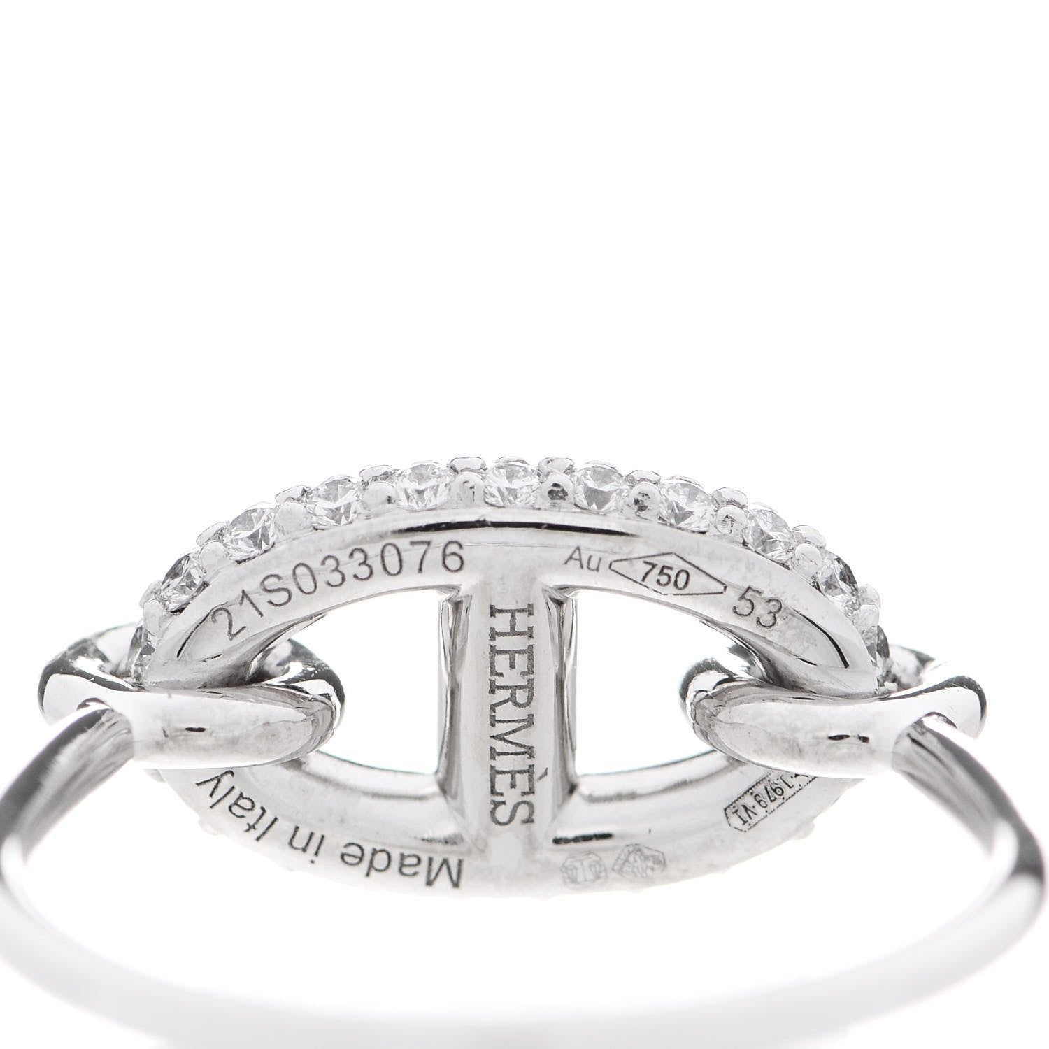 Hermes 18K White Gold Diamond New Farandole Ring 53 6.5 4 of 5