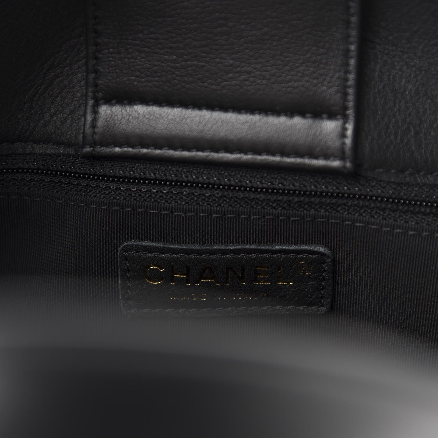 Chanel Calfskin Chevron Quilted Statement Shopping Tote Black 9 of 11