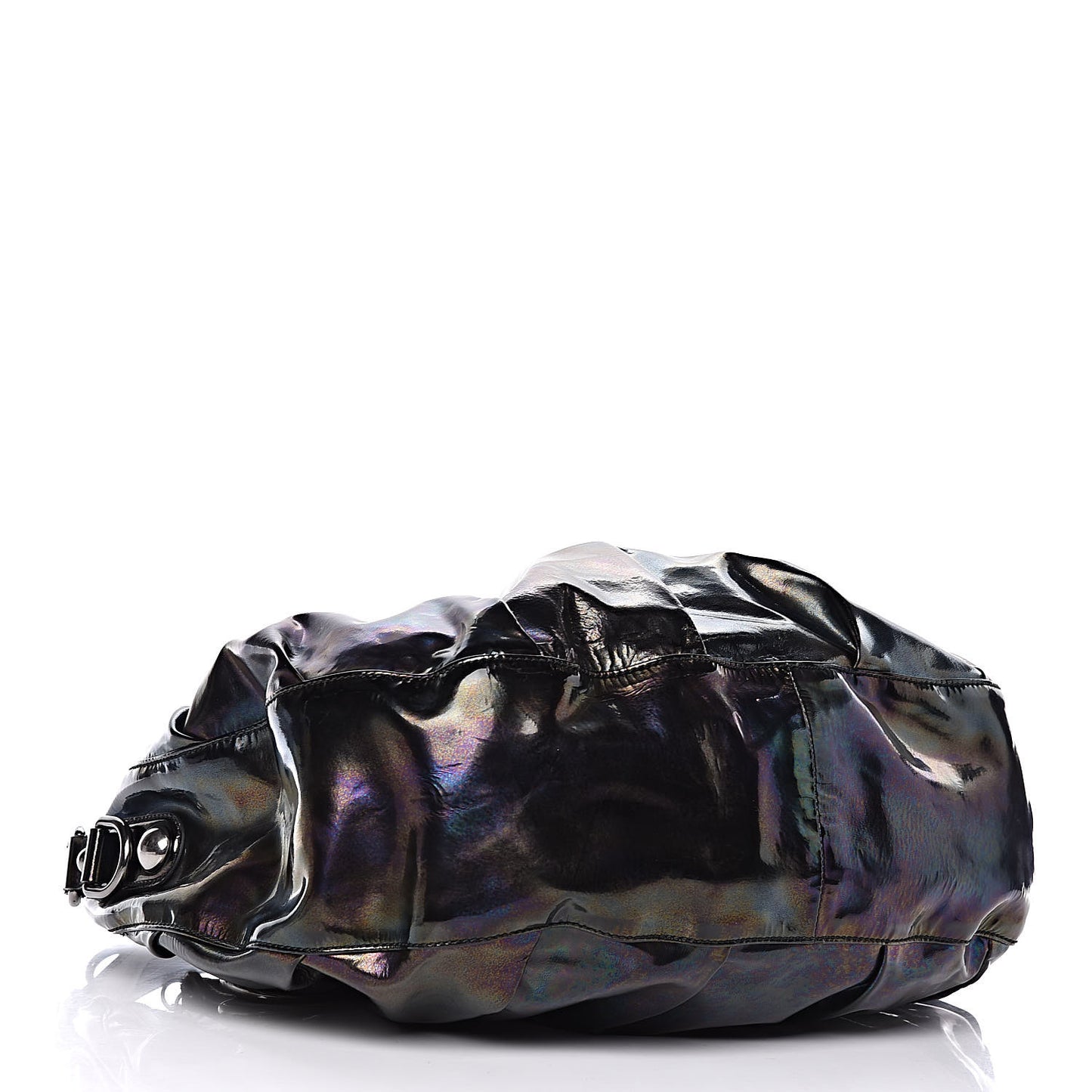 Iridescent Patent Medium Icon Bit Shoulder Bag Black