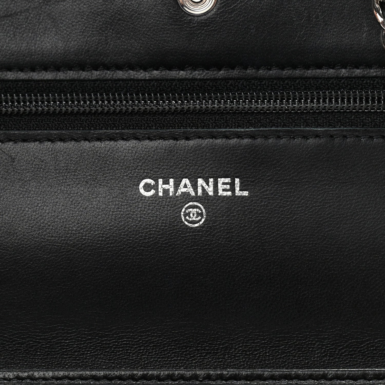 Chanel Lambskin Quilted Wallet On Chain WOC Black 8 of 12