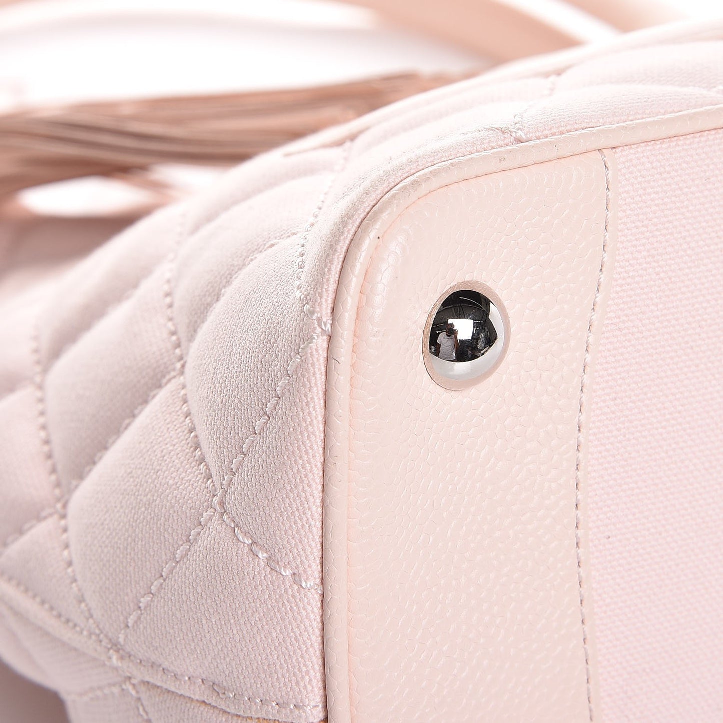 Canvas Caviar Tassel Tote Light Pink
