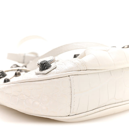 Balenciaga Extra Supple Calfskin Crocodile Embossed Le Cagole Mini Purse With Chain White 8 of 9