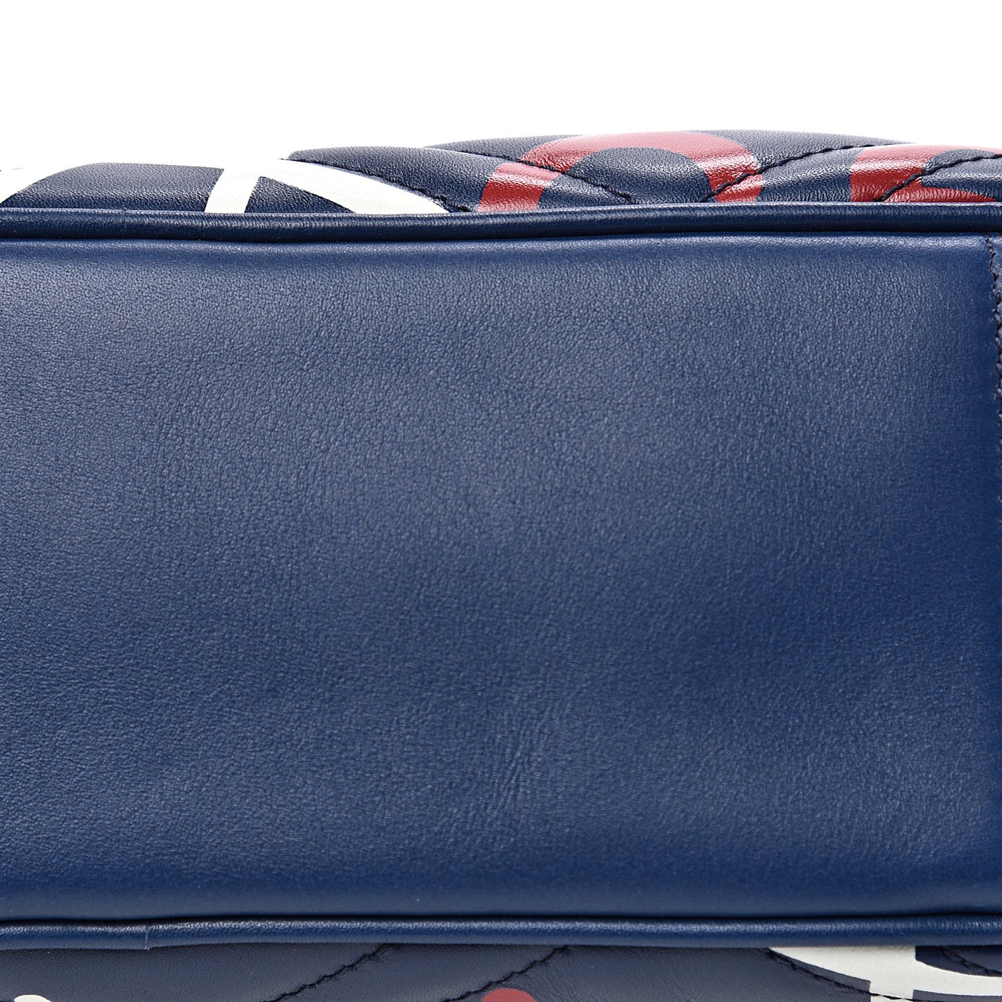 Calfskin Matelasse GucciGhost Medium GG Marmont Chain Shoulder Bag Blue Agata Hibiscus Red