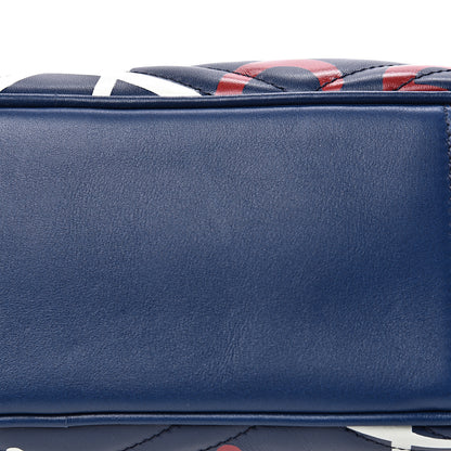 Gucci Calfskin Matelasse GucciGhost Medium GG Marmont Chain Shoulder Bag Blue Agata Hibiscus Red 10 of 11