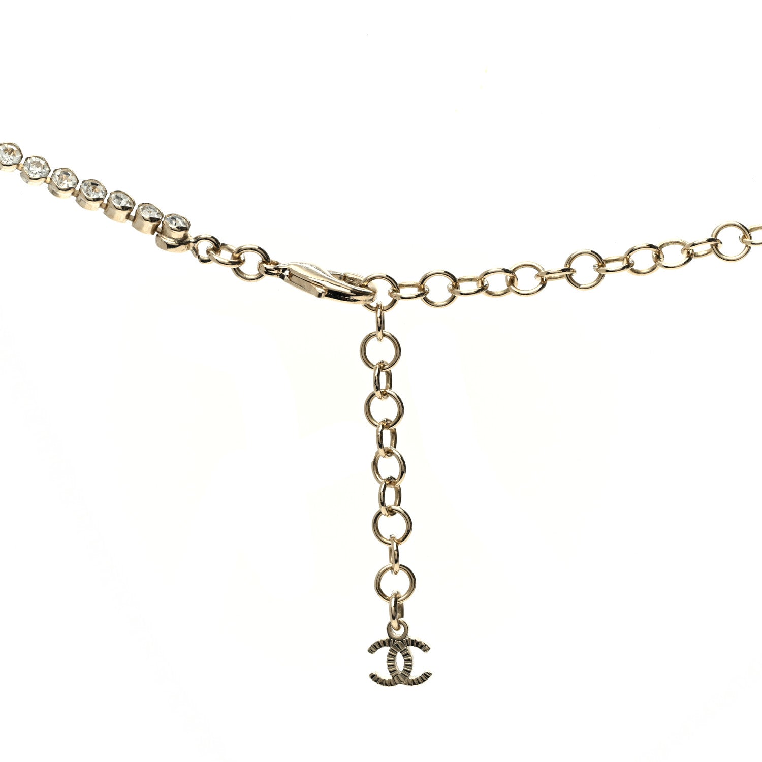 Chanel Crystal CC Chain Short Necklace Gold 4 of 6