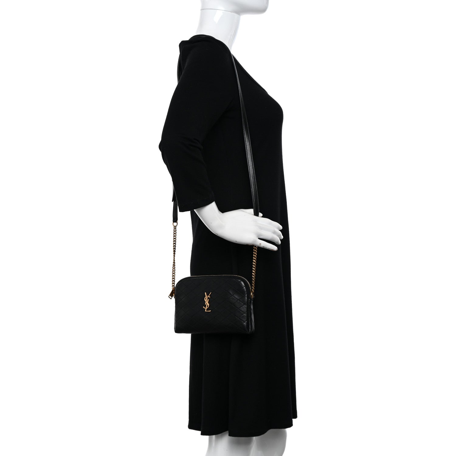Saint Laurent Lambskin Quilted Gaby Zipped Pouch Black 2 of 10