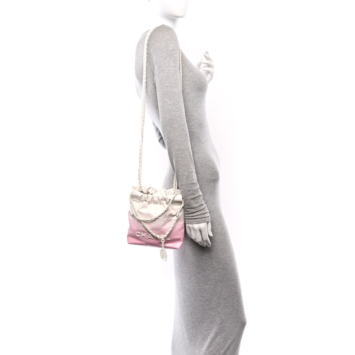 Patent Gradient Calfskin Quilted Mini Chanel 22 White Light Pink