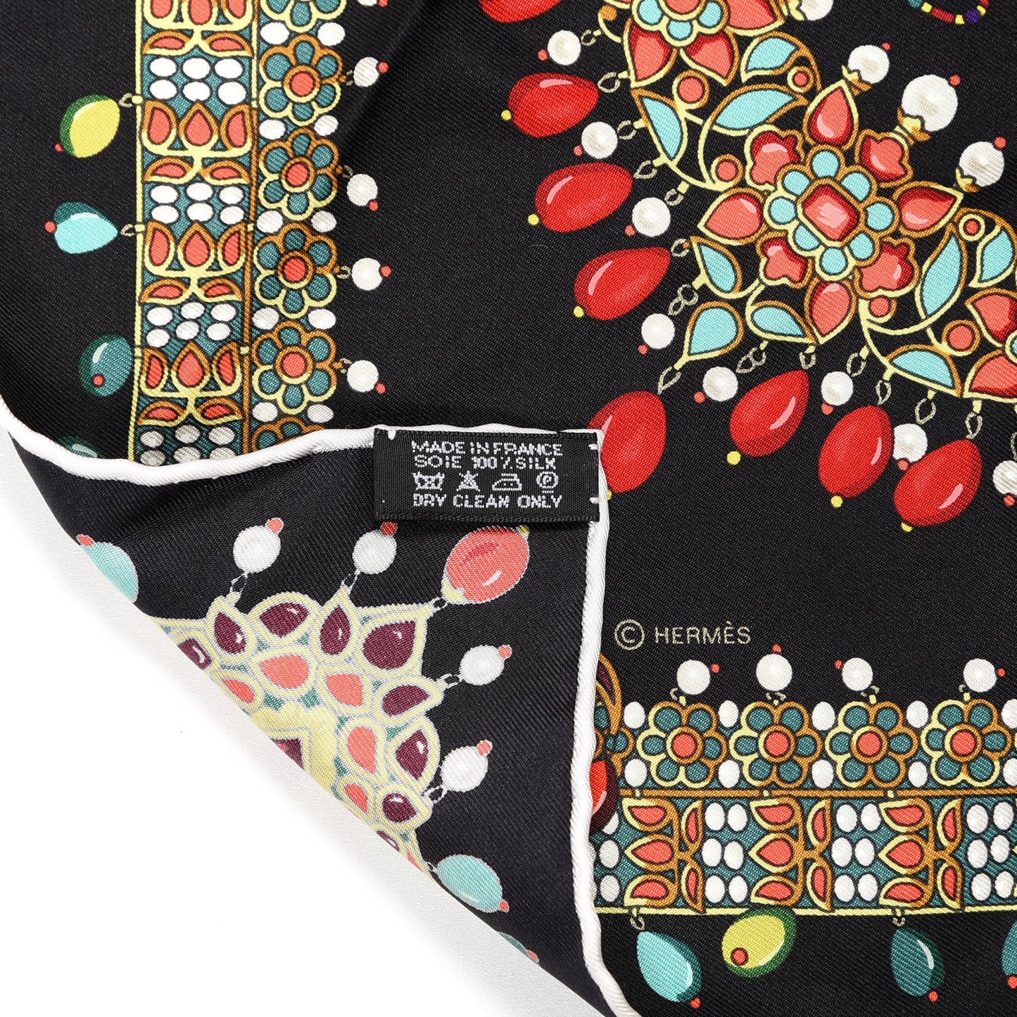 Silk Parures Des Maharajas Scarf 90 Black Jaune Corail
