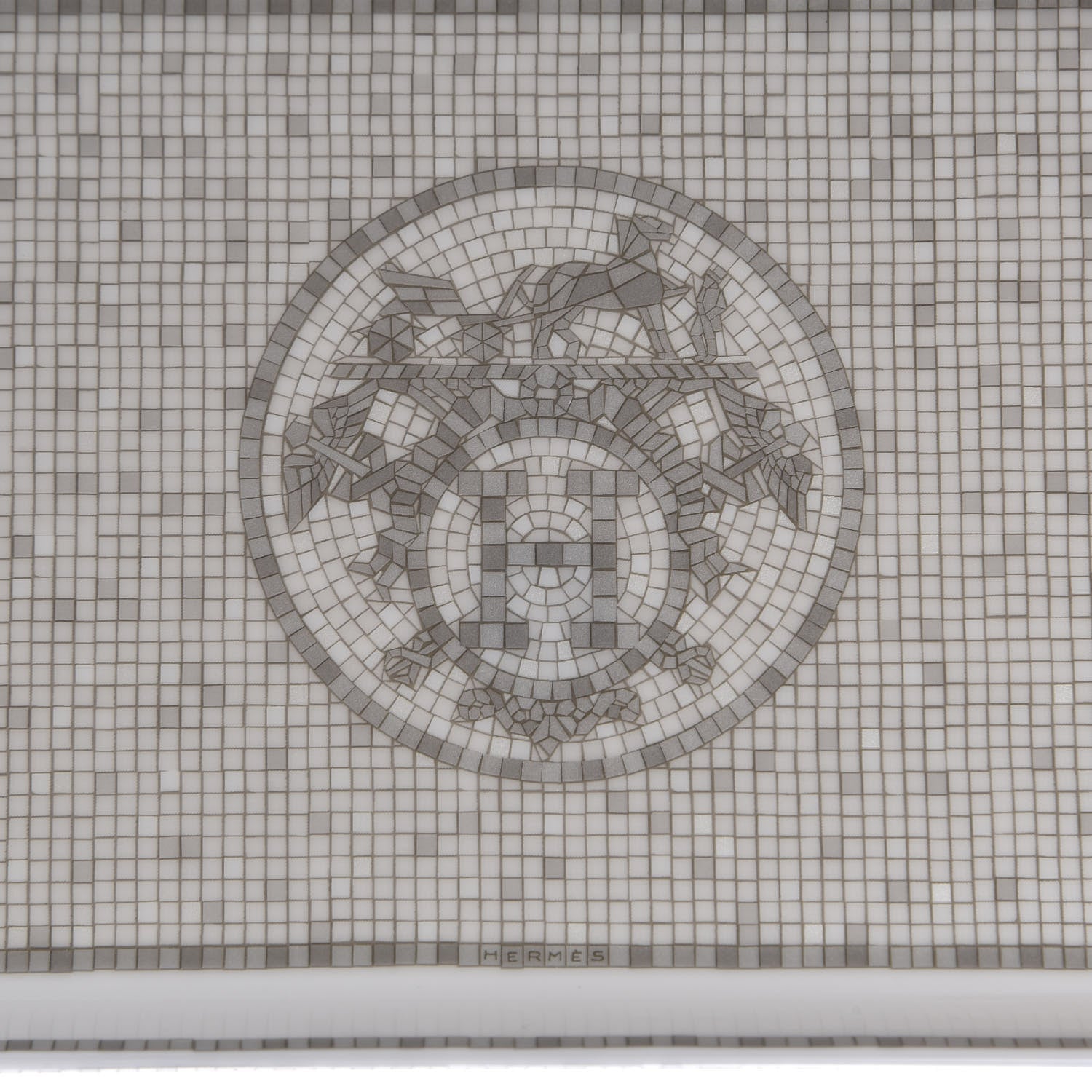 Hermes Porcelain Mosaique Au 24 Sushi Plate Platine 4 of 5