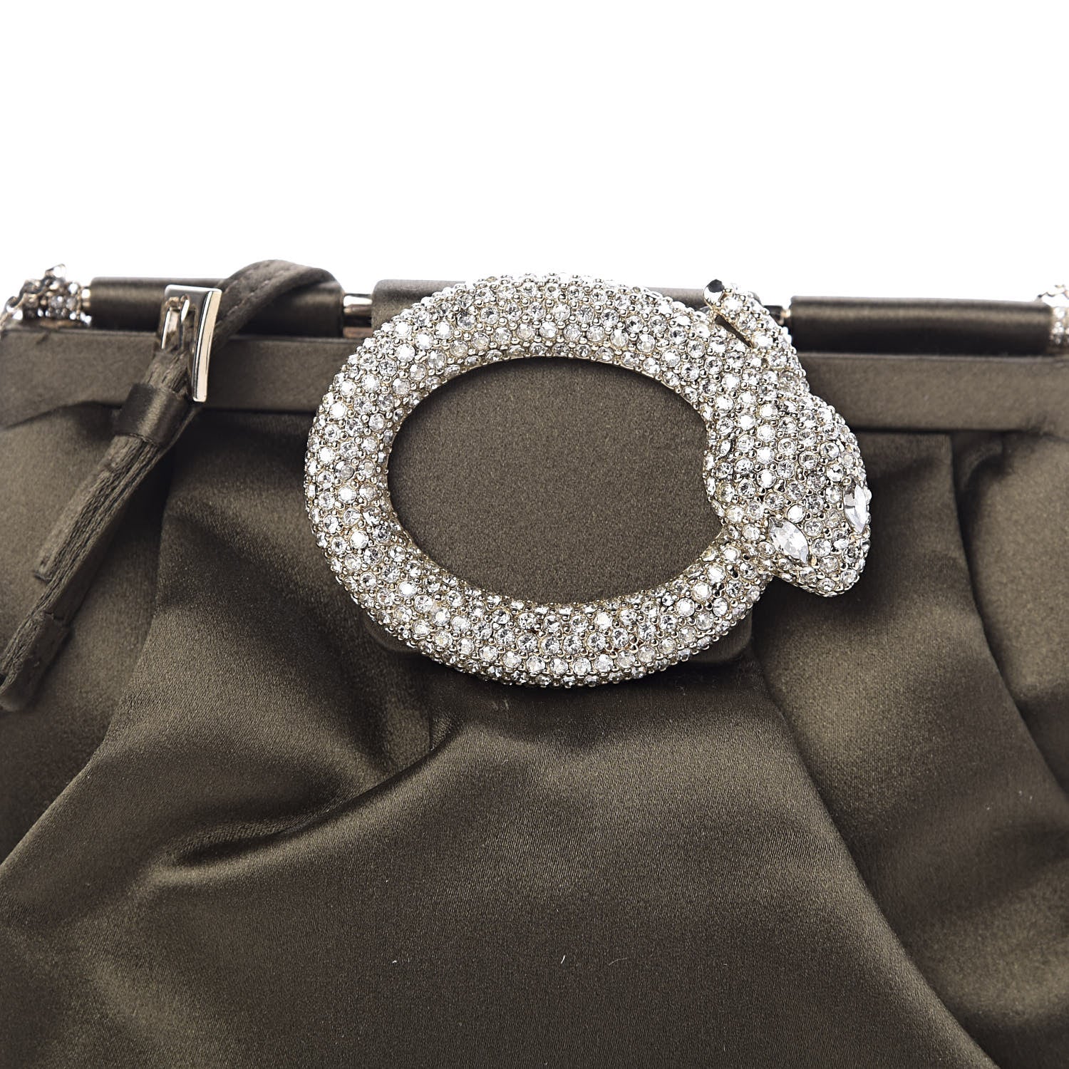 Valentino Garavani Satin Crystal Embellished Clutch Green 11 of 11