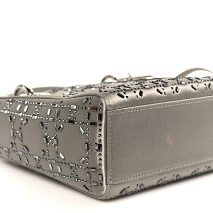 Christian Dior Satin Crystal Cannage Mini Lady Dior Gray 9 of 10
