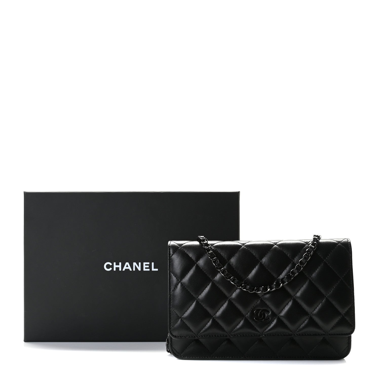 Chanel Lambskin Quilted Wallet On Chain WOC So Black 8 of 8