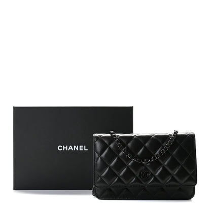 Chanel Lambskin Quilted Wallet On Chain WOC So Black 8 of 8