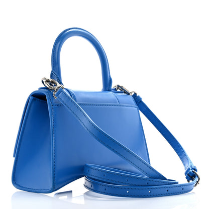 Balenciaga Shiny Box Calfskin Tonal B Hourglass Top Handle Bag XS Screen Blue 3 of 10