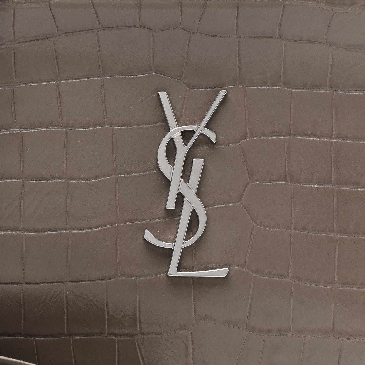 Saint Laurent Calfskin Crocodile Embossed Monogram Mini Lou Camera Bag Fog 8 of 10