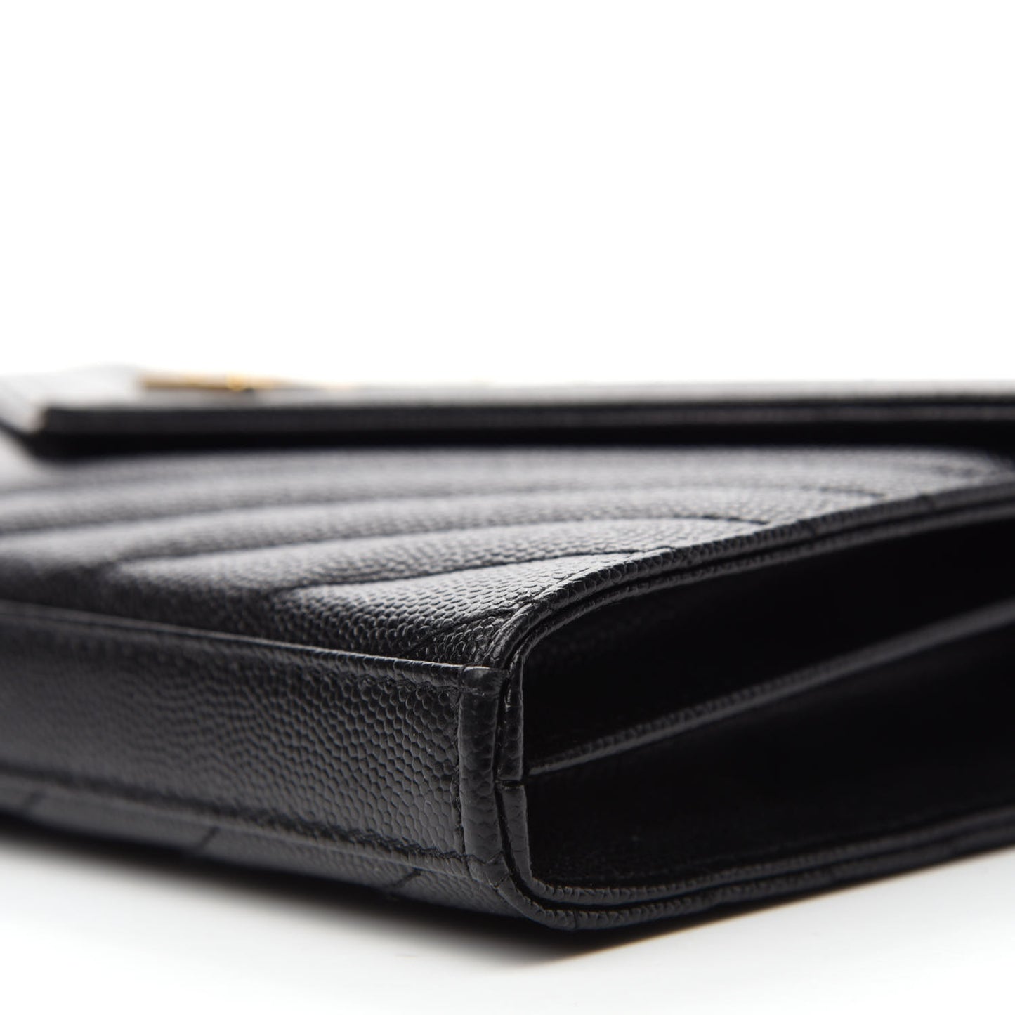 Grain De Poudre Matelasse Chevron Monogram Chain Wallet Black