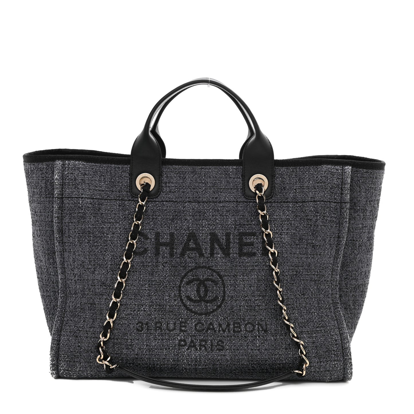 Lurex Boucle Medium Deauville Tote Black