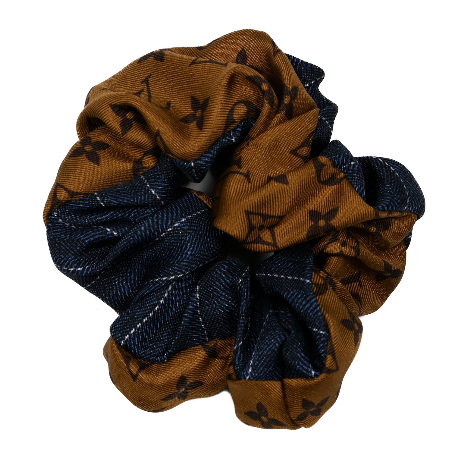 Louis Vuitton Silk Monogram Scrunchie Navy 2 of 3