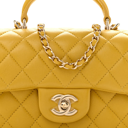 Chanel Lambskin Quilted Mini Top Handle Rectangular Flap Yellow 8 of 12
