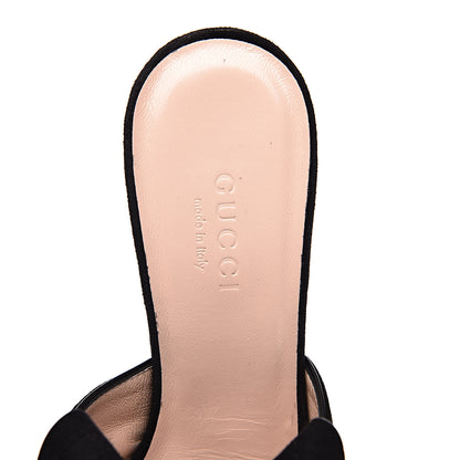 Gucci Kid Scamosciato GG Marmont Fringe 75mm Slide Sandals 35 Black 6 of 8