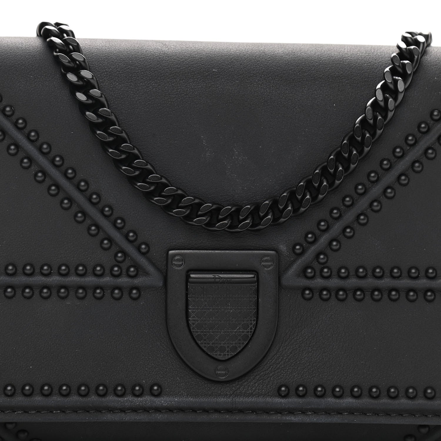 Christian Dior Ultra Matte Calfskin Studded Diorama Croisiere Chain Wallet Black 9 of 9