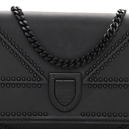 Christian Dior Ultra Matte Calfskin Studded Diorama Croisiere Chain Wallet Black 9 of 9