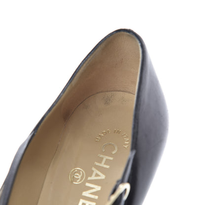 Chanel Lambskin Cap Toe Mary Jane Pumps 37 Beige Black 14 of 14