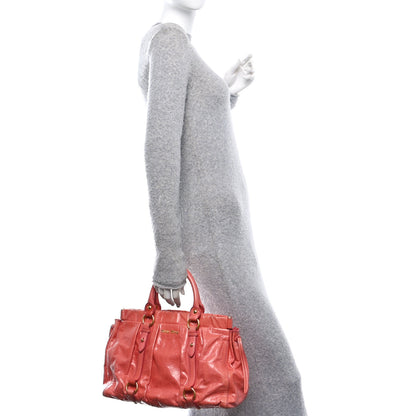 Miu Miu Vitello Lux Gathered Tote Rosa 2 of 11