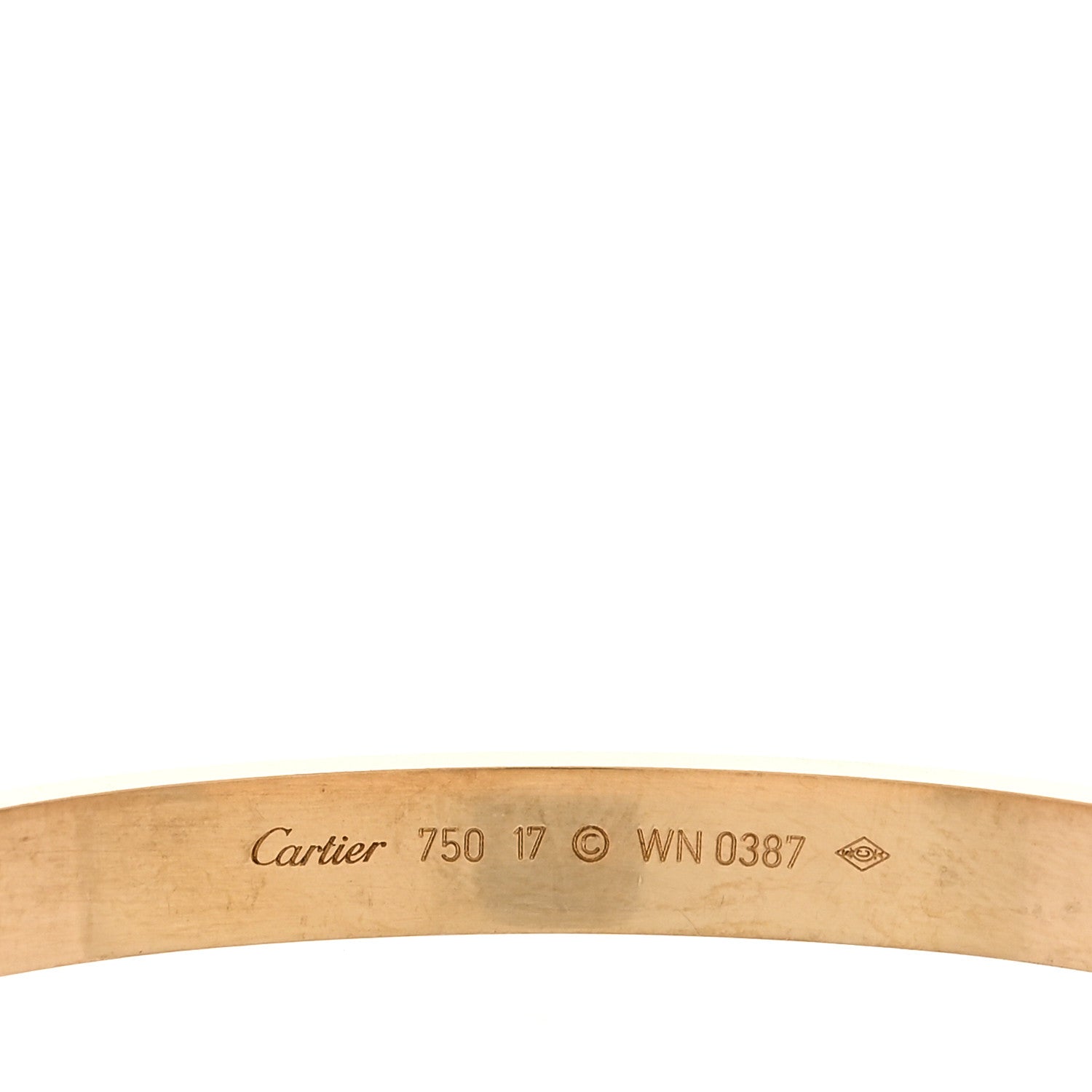 Cartier 18K Yellow Gold Brushed Finish LOVE Bracelet 17 7 of 8