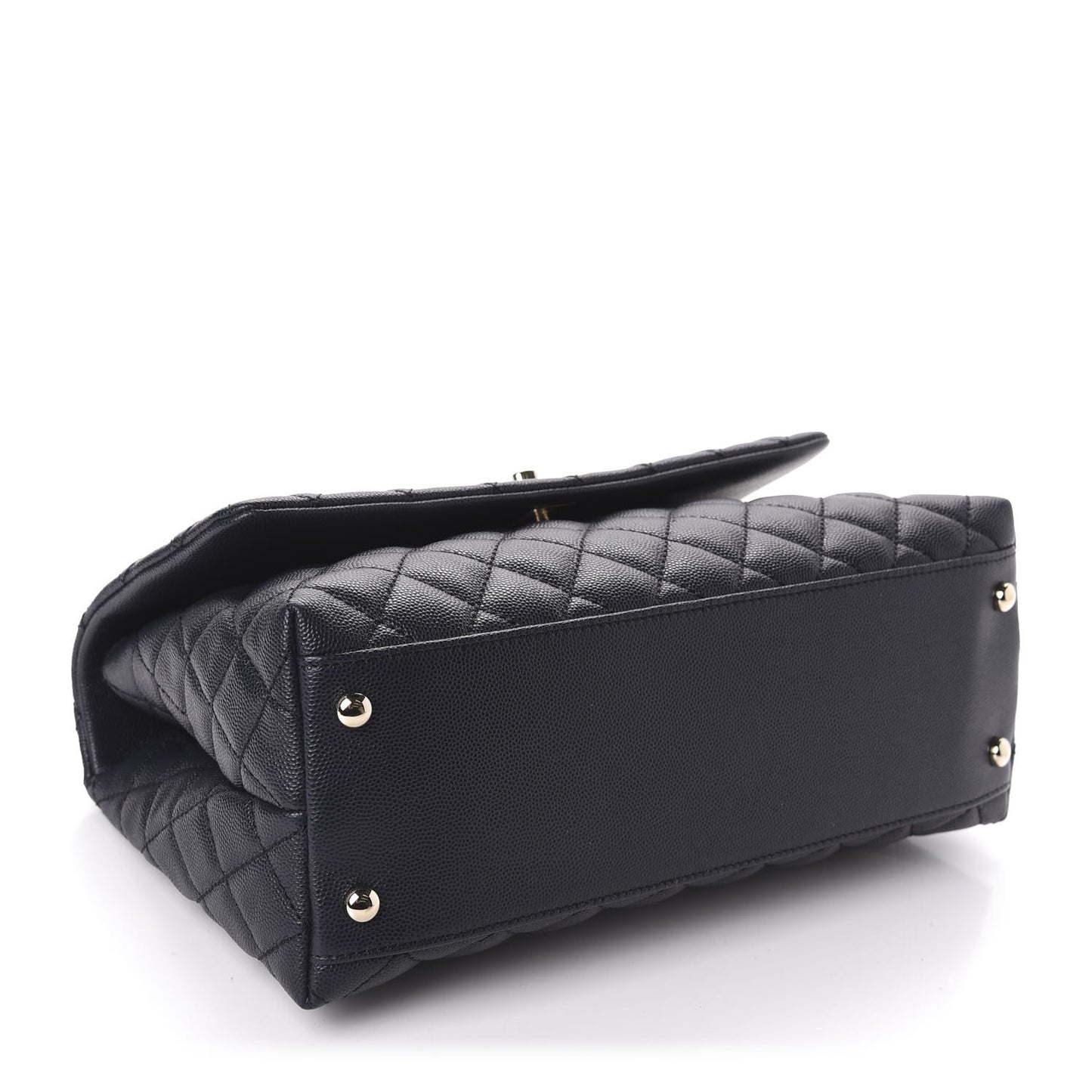 Caviar Quilted Small Coco Handle Flap Navy