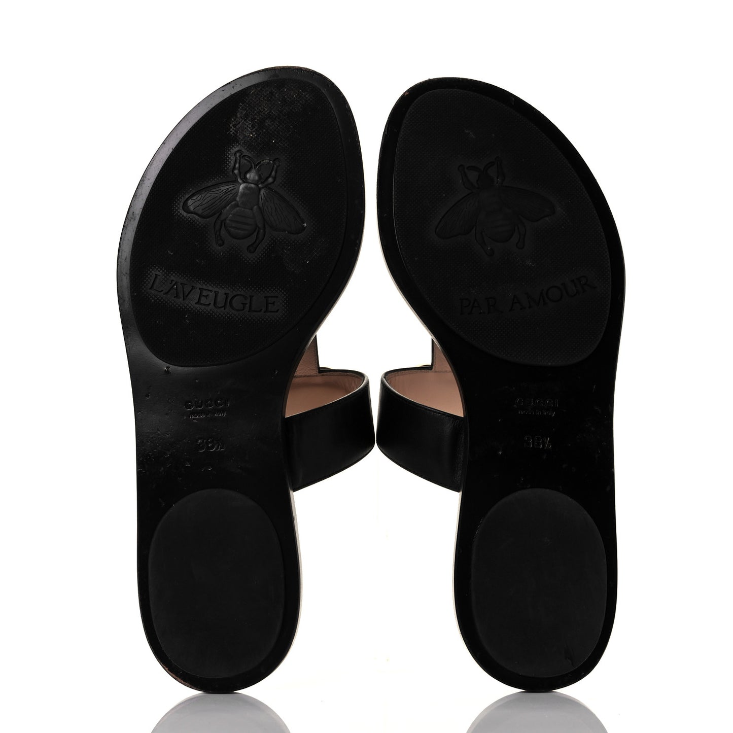 Calfskin GG Marmont Thong Sandals 38.5 Black