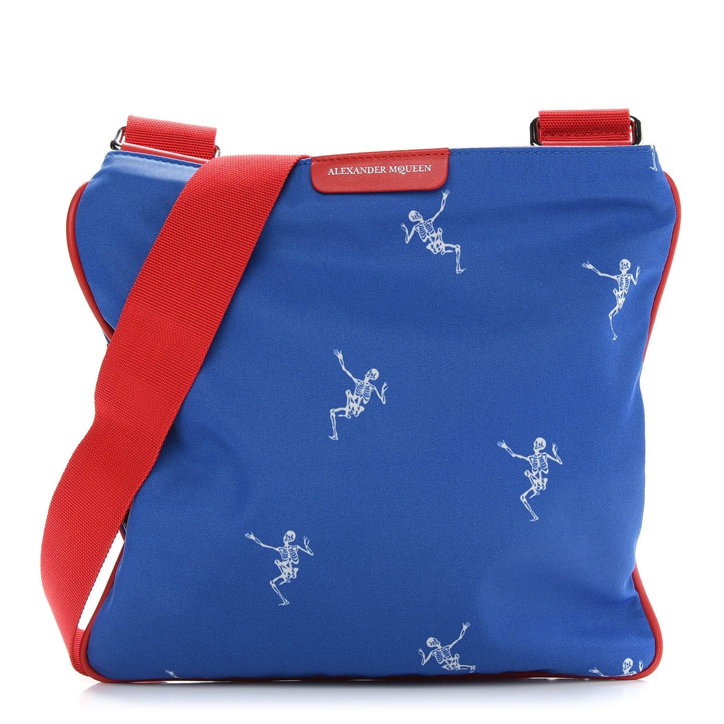 Nylon Dancing Skeleton Messenger Bag Blue Red White