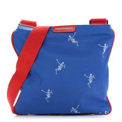 Alexander McQueen Nylon Dancing Skeleton Messenger Bag Blue Red White 1 of 8