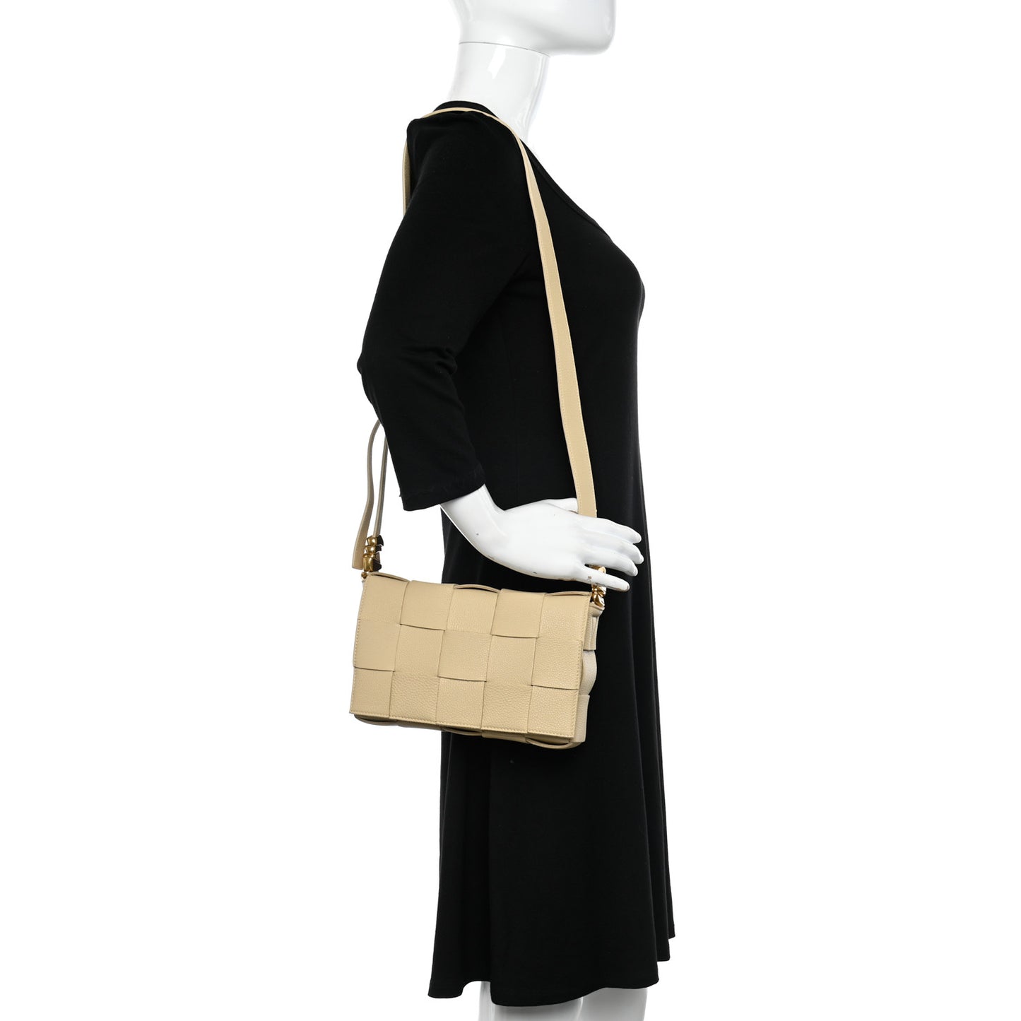 Grained Calfskin Maxi Intrecciato Cassette Crossbody Bag Porridge