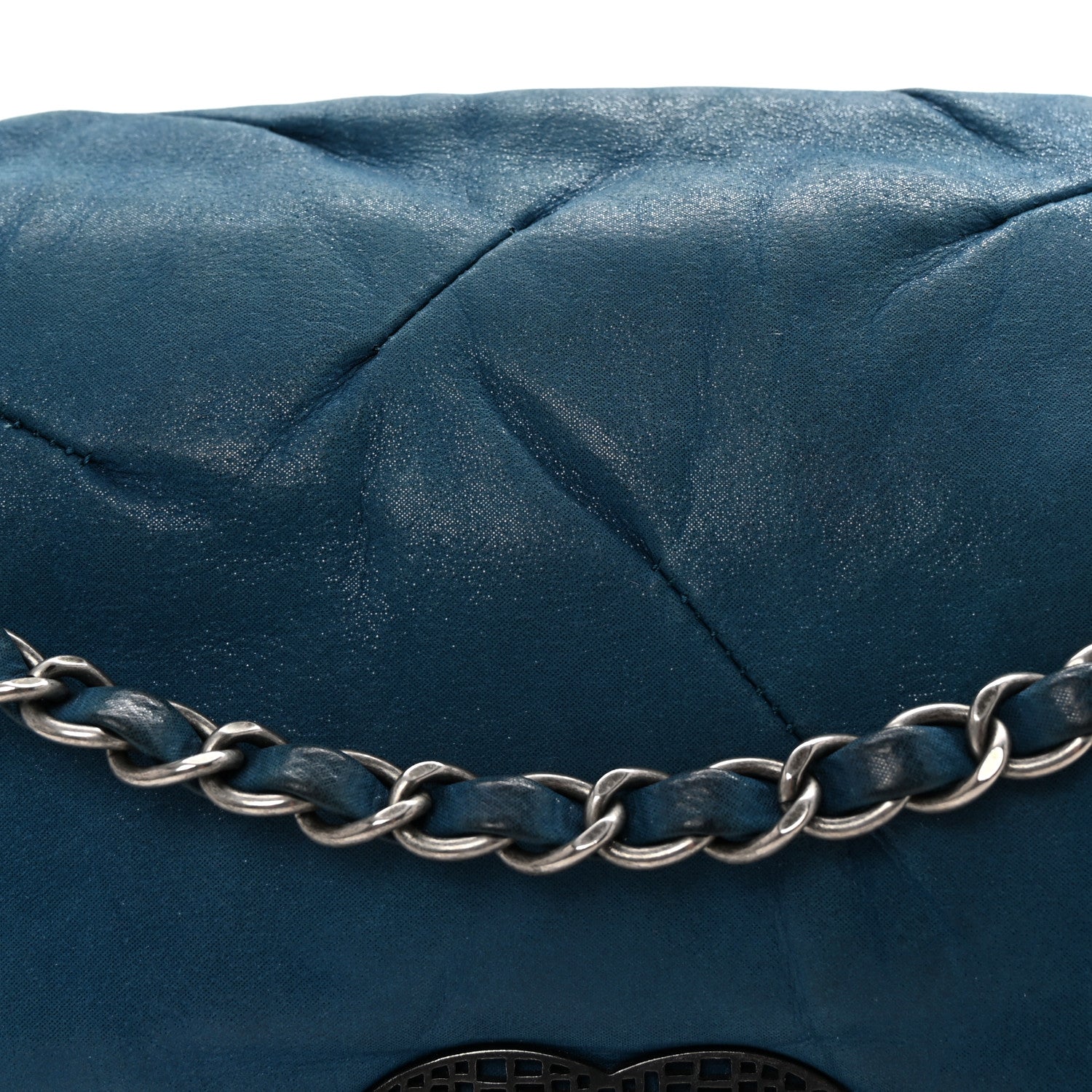 Chanel Iridescent Calfskin Glint Flap Blue 8 of 10