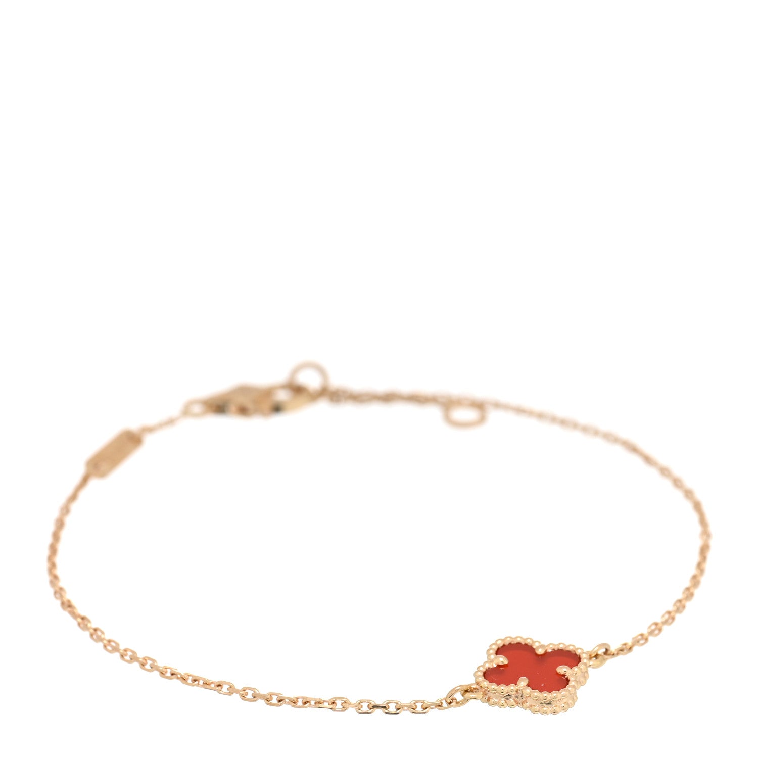 Van Cleef & Arpels 18K Rose Gold Carnelian Sweet Alhambra Bracelet 1 of 3