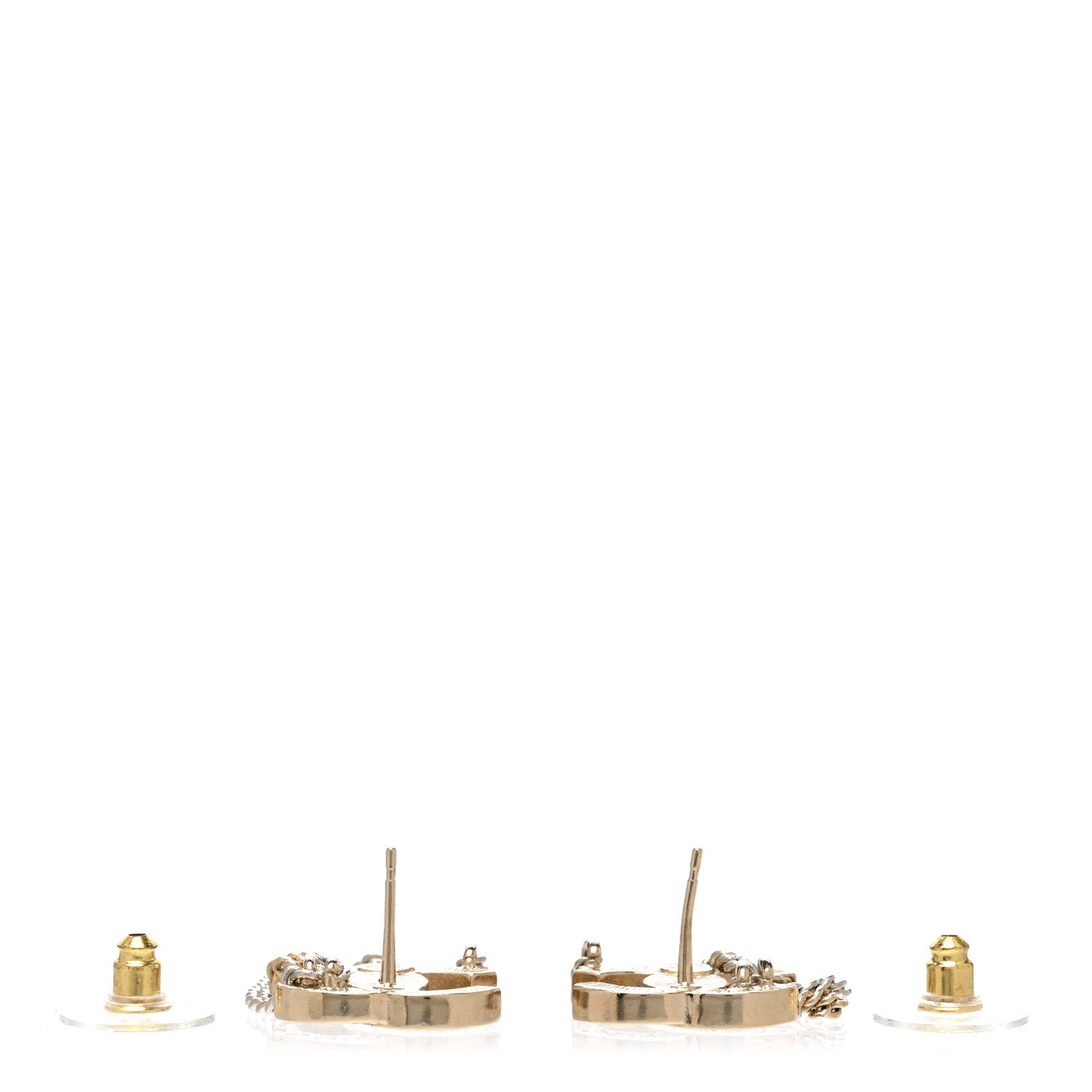 Chanel Crystal Chain CC Earrings Gold 3 of 4