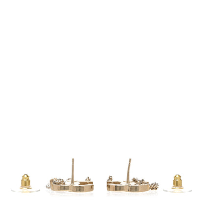 Chanel Crystal Chain CC Earrings Gold 3 of 4
