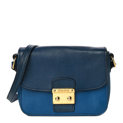 Miu Miu Vitello Phenix Madras Shoulder Bag Cobalto Marea 1 of 18