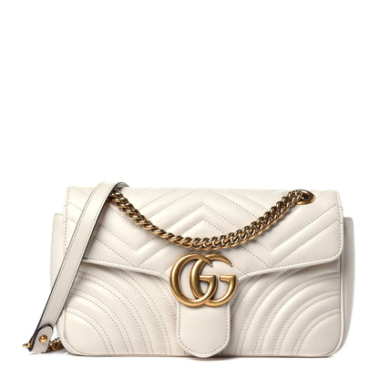 Gucci Calfskin Matelasse Small GG Marmont Shoulder Bag White 1 of 11