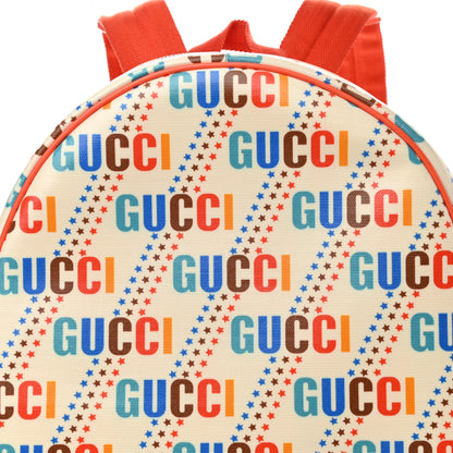 Gucci Coated Canvas Logo Star Print Childrens Dome Backpack Beige Multicolor Vibrant Orange 8 of 10
