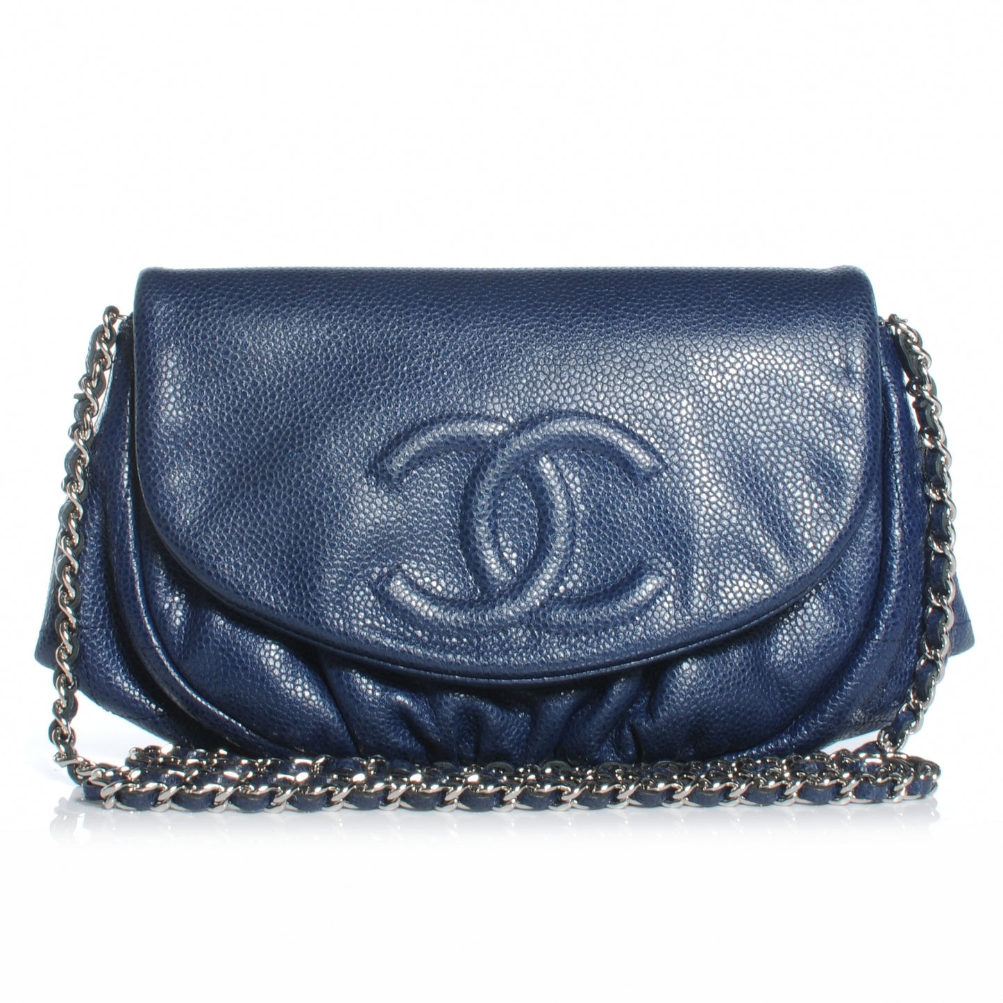 Caviar Half Moon Wallet On Chain Navy