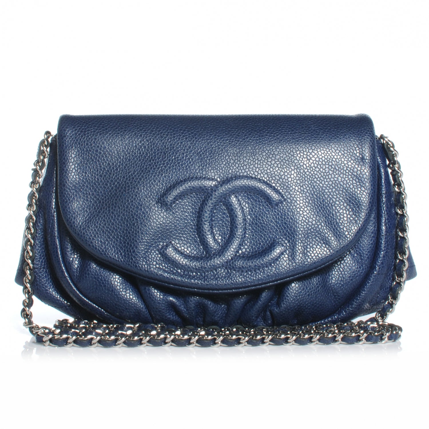 Chanel Caviar Half Moon Wallet On Chain Navy 1 of 8