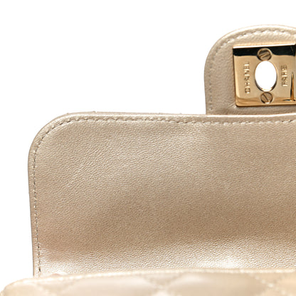 Chanel Metallic Lambskin Quilted Extra Mini V For Victory Flap Light Gold 11 of 11