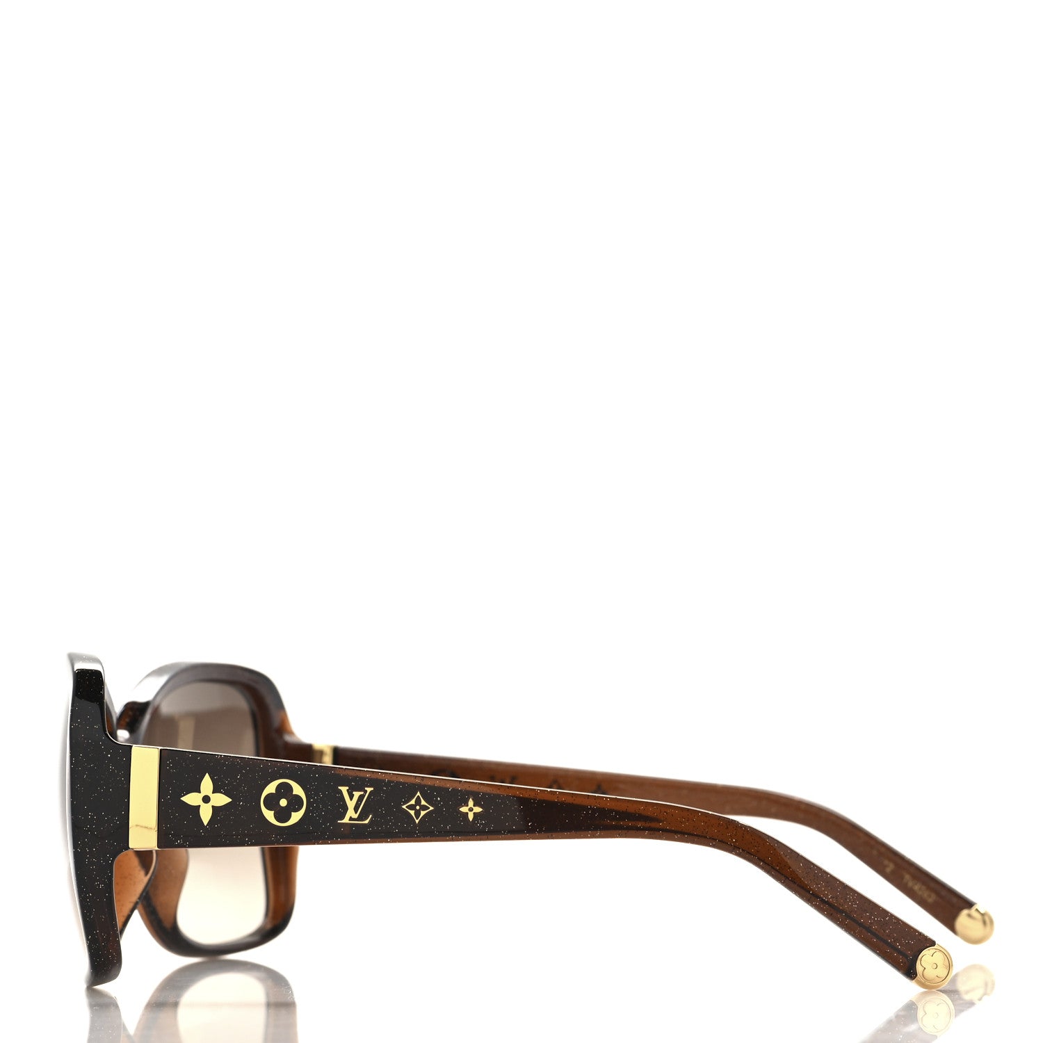 Louis Vuitton Acetate Obsession Round Sunglasses Z1856E Brown Glitter 3 of 7
